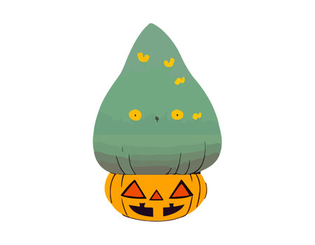 Pumpkin on white background. The main symbol of the Happy Halloween holiday. Orange pumpkin with smile for your design for the holiday Halloween. Vector illustration.のイラスト素材
