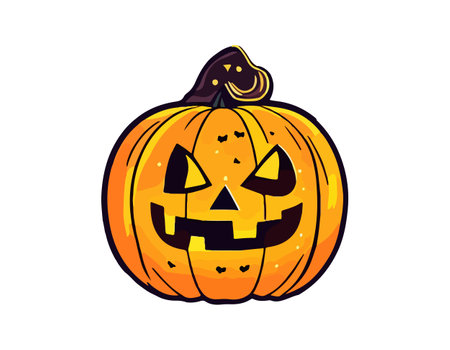 Pumpkin on white background. The main symbol of the Happy Halloween holiday. Orange pumpkin with smile for your design for the holiday Halloween. Vector illustration.のイラスト素材