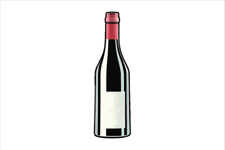 Vector wine watercolor bottle isolated on transparent background.のイラスト素材