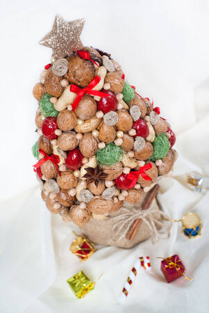 decorative Christmas tree made of natural elements