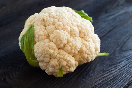 Cauliflower on a table. Fresh and healthy foodの写真素材