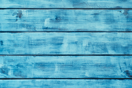 Wooden blue horizontal boards. Front view with copy space. Background for designの写真素材