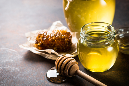 Honey and honeycomb.の写真素材