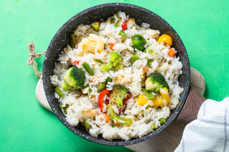 Vegetable risotto top view.の写真素材