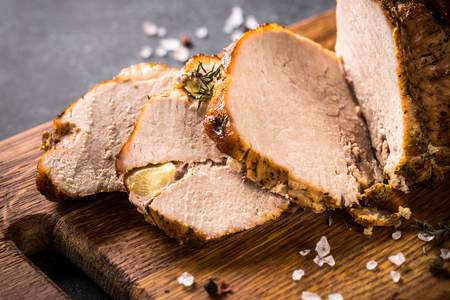 Roast pork meat sliced.の写真素材
