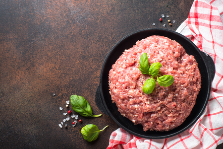 Minced meat top view.の写真素材