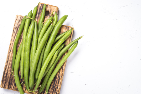 Green beans on white background.の写真素材