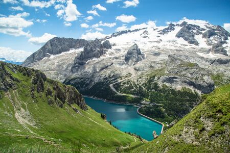 Alpine landscape in the Dolomites, Italy.の写真素材