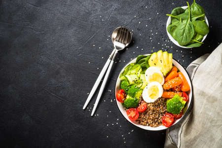 Buddha bowl with Buckwheat and vegetables.の写真素材