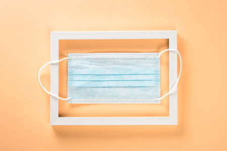 Photo frame at pastel background.
