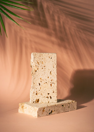 Stone podium for presentation cosmetic products.の写真素材