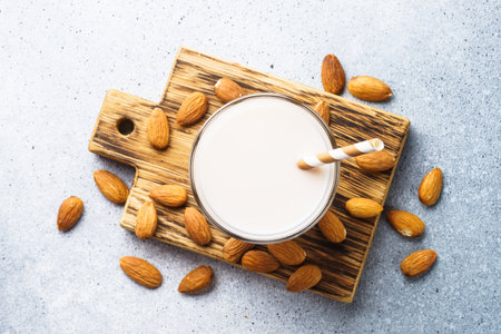 Non dairy milk, almond milk, vegan product.の写真素材