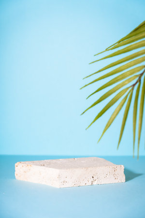 Stone podium for presentation cosmetic products.の写真素材