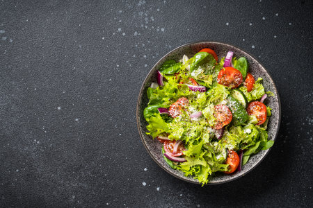 Green vegetable salad with fresh leaves.の写真素材