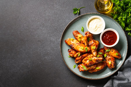 Chicken wings in bbq sauce grilled .の写真素材