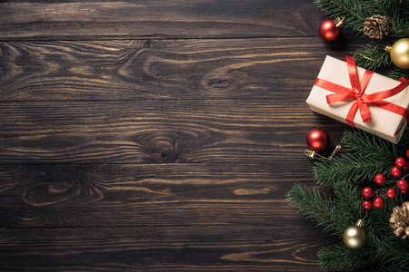 Christmas holiday background top view.の写真素材