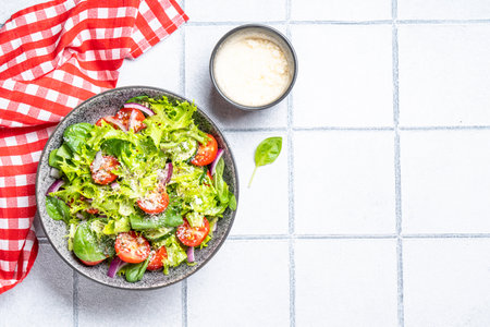 Green vegetable salad with fresh leaves.の写真素材