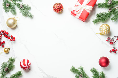 Christmas greeting card on white background.の写真素材