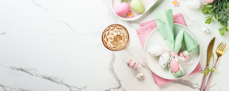Easter food with decorations on white background.の写真素材