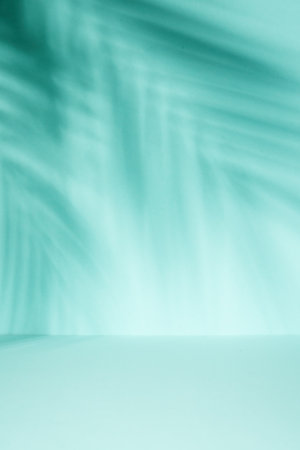 Abstract background with palm shadows. Product presentation with space for design.