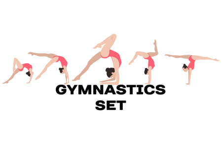 vector gymnastics yoga girl sport bodyのイラスト素材
