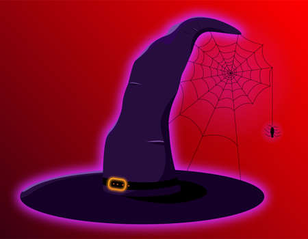 Halloween witch hat with spiderwebbedのイラスト素材