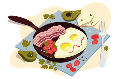 breakfast menu foodのイラスト素材