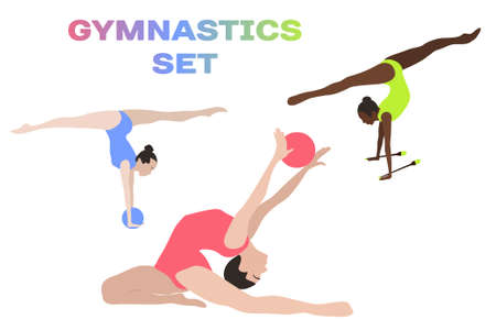 vector gymnastics girl sport bodyのイラスト素材