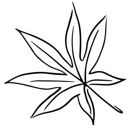 black outline of autumn leaves sketch iconsのイラスト素材