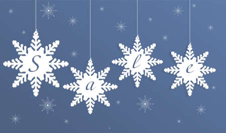 design by big winter sale card on snowflakesのイラスト素材