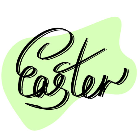 Happy easter lettering illustration. Eggs, bunny, flowerのイラスト素材