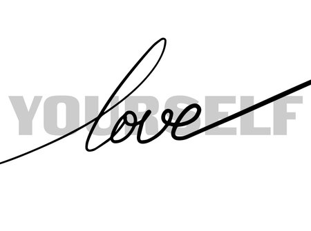 love yourself brushing calligraphies lettering Vector illustrationのイラスト素材