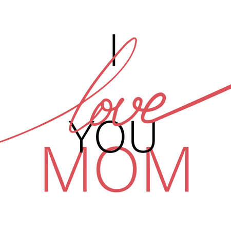 Vector doodle lettering illustration I love you momのイラスト素材