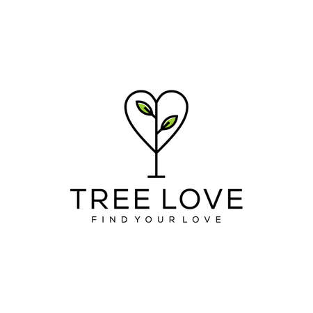 Illustration of abstract tree in the shape of a heart / love sign with lush leaves.のイラスト素材