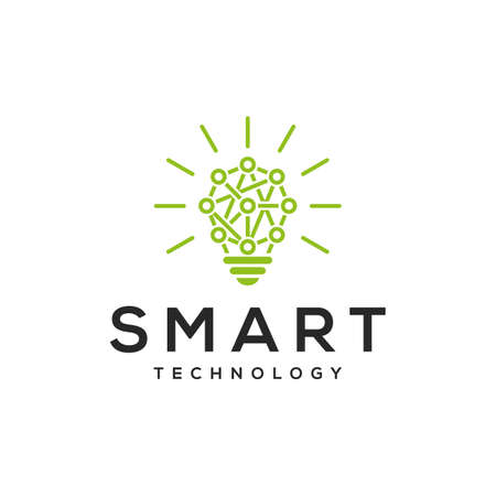 Illustration of lighted bulb made of interconnected technology elementsのイラスト素材