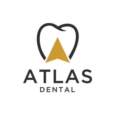 Illustration of dental with compass arrow silhouette logo designのイラスト素材