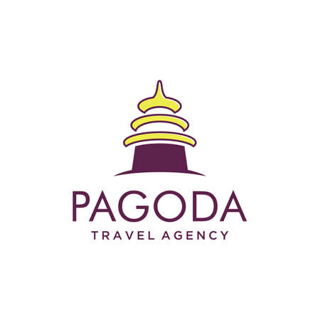 Illustration of abstract pagoda arranged modern and clean logo designのイラスト素材