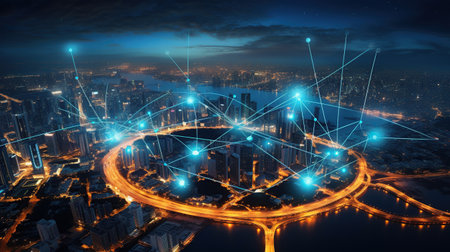 Futuristic technology global internet network connected isolated background. AI generatedの素材