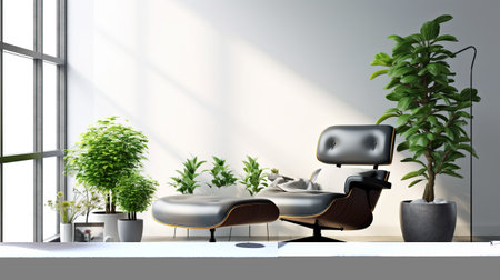 Minimalist house interior design of living room. AI generated imageの素材