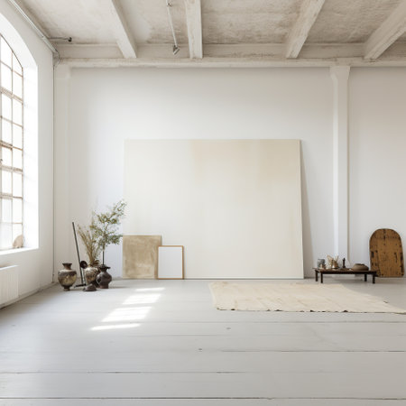 Empty interior design room with Shiny floor. AI generated imageの素材