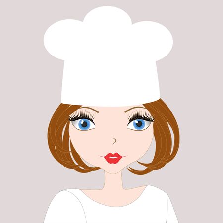 Portrait of a cook girl Isolated female chef avatar.のイラスト素材