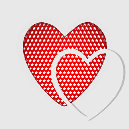 Red and white illustration of a hearts with stars.のイラスト素材