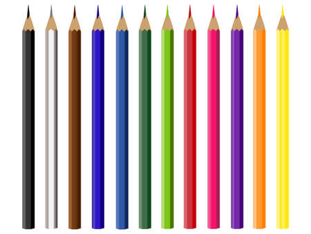 Set colored pencils on white background.のイラスト素材