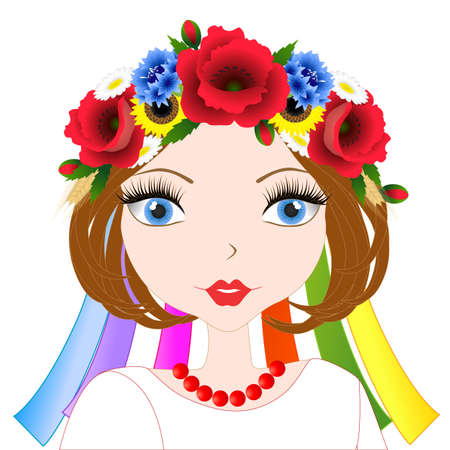 Portrait of a Ukrainian girl isolated on a white background.のイラスト素材