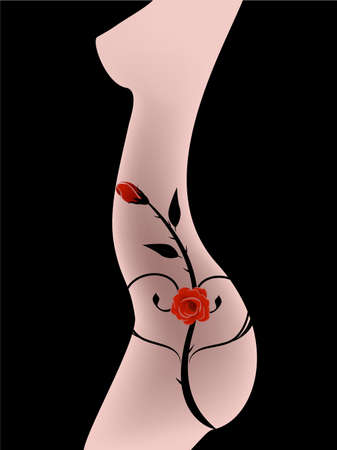 The body of a woman decorated with roses.のイラスト素材
