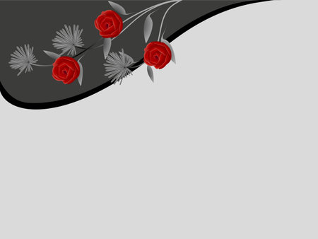 Gray background with roses in the corner, design element.のイラスト素材