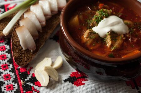 Borsch Ukrainian ethnic foodの写真素材