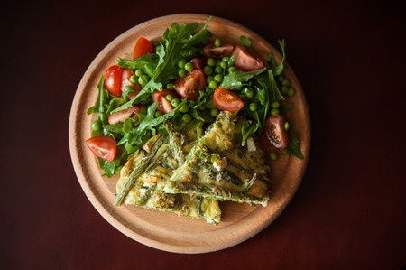 Vegetable frittata with broccoli and green beansの写真素材