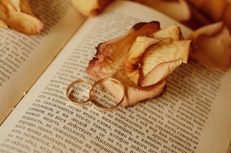 Beautiful wedding rings close up shot