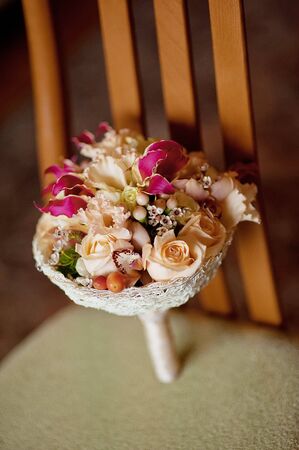 beautiful wedding bouquet of flowersの写真素材